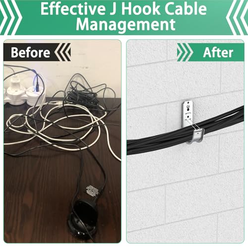100 Pack 2 Inch Cable Support J Hook Wall Mount J Hook with Retainer Clip, Galvanized Steel for Cable Management & Organization Solution - size: 100 Pack-