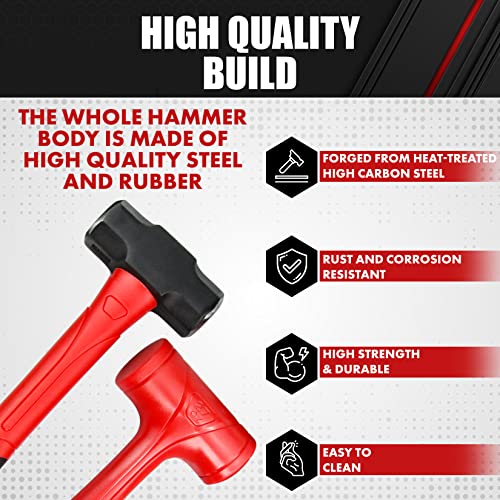 C&T 6-Piece Hammer Set, Fiberglass Handle & Mallet Set, Metal Working | Garage Home Kit | Mechanic Tools | Sledge Hammer | blacksmith Hammer | Ball Peen Hammers | Hand Tools - style: 6pc