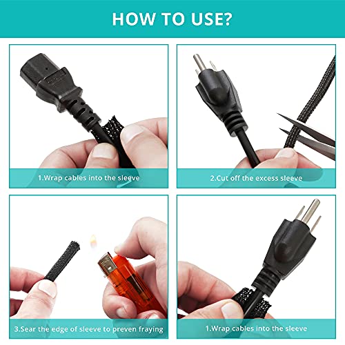 ZhiYo Cable Sleeve, 20ft, 1/4 inch, Black - color: Black, size: 20ft, 1/4''