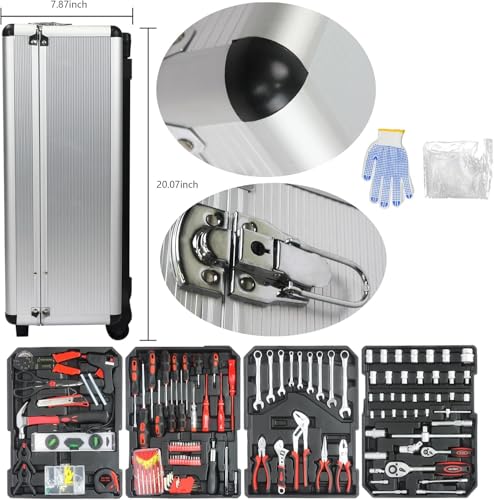 899PCS Tool Set, Household Tool Kit with Rolling Tool Box, Complete Tool Box Set Hand Tool Set with Tool Box, Mechanic Tool Set Rolling Tool Set for Home/Auto Repair Tool Set (White) - color: 899pcs - White