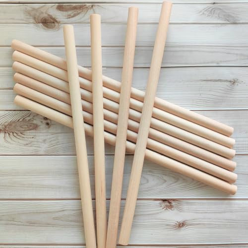 Wooden Dowels Wooden Sticks for Crafts 5/8 x15 in,10 PCS Wood Craft Sticks - size: 5/8"×15"- 10 PCS
