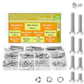 M5 Hex Cap Bolts 275Pcs Metric M5x10/12/16/20/25/30/35/40mm 304 Stainless Steel Screws External Hex Drive Heavy Duty Hexagon Cap Bolts Nuts Flat Lock Washers Assortment Kit - size: M5