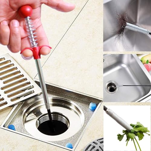 61 Inch Drain Snake Hair Drain Clog Remover With 4 Claws Bendable Hose Pickup Reaching Assist Tool for Home and Kitchen Sink - style: Round-61 IN