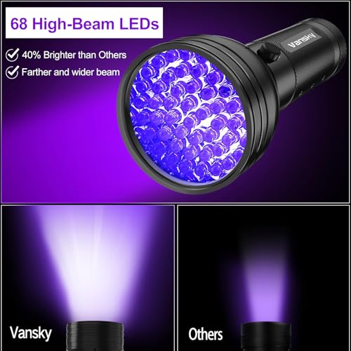 Vansky Air Conditioner Leak Detector: Professional Car Tool 68 LED Automotive AC UV Dye Leak Detection Kit with Protective Glasses - style: 68 LED