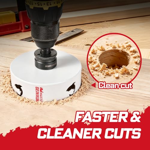 Geinxurn 5 Inch(127mm) Hole Saw, 1PC HSS Bi-Metal Hole Saw Kit with Shark Tooth Hole Cutter for Wood,Drywall, PVC Boards and Thin Metal - color: 1 PCS 5"