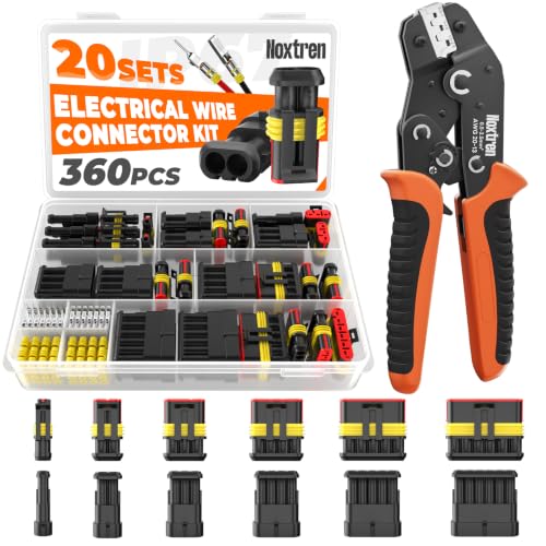 360PCS Waterproof Electrical Connectors with Ratcheting Crimper - size: 360