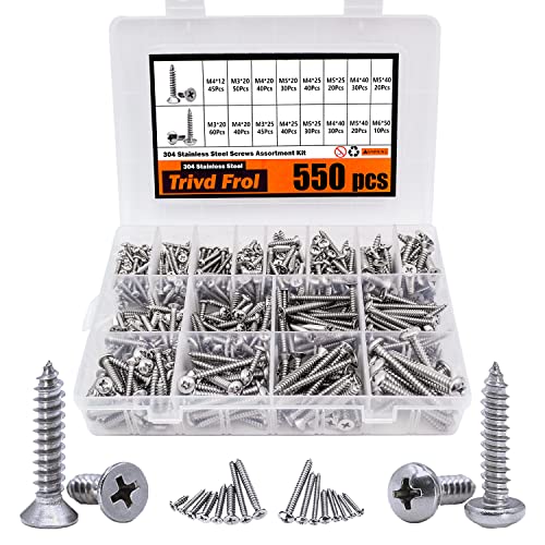 Trivd Frol 550PCS Self Tapping Screws Assortment Set 304 Stainless Steel