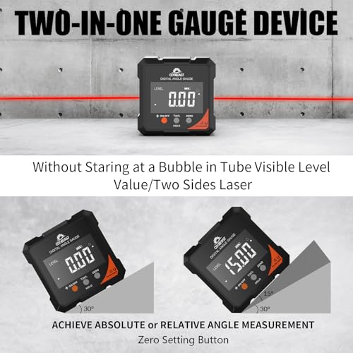 Digital Angle Finder with Laser 4-side Magnetic Angle Gauge Rechargeable - color: Grey