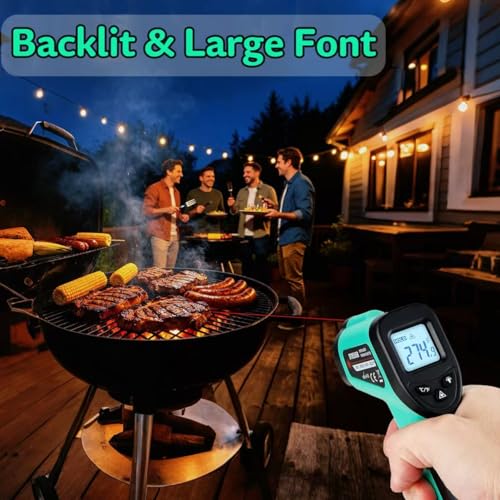 Infrared Thermometer Gun for Cooking, Digital IR Thermometer - color: Green