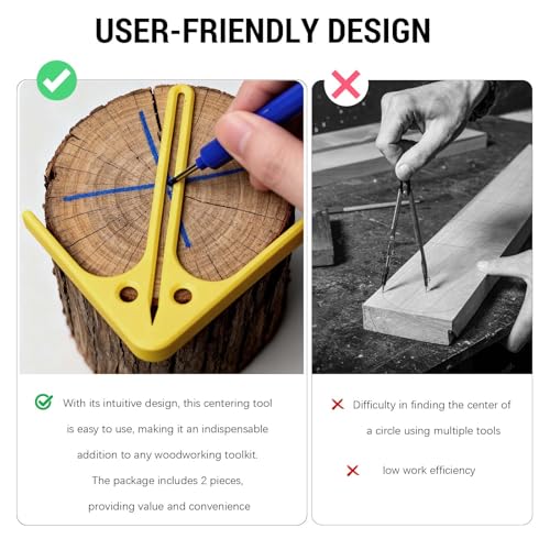 3D Printed Center Positioning Ruler - Accurate Woodworking Gauge, Circle Center Finder Tool, Easy to Use for Carpentry 2-Pack