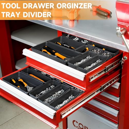 Tool Box Organizer Tray, 24 PCS & 5 Sizes, Black - color: Black: 24 PCS