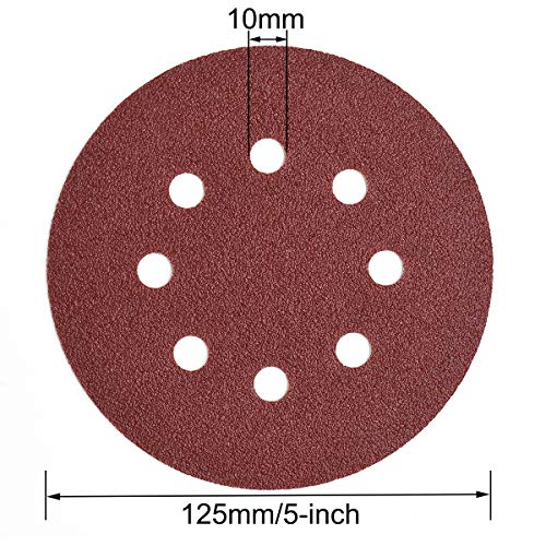5-Inch 8-Hole Hook & Loop Sanding Discs 40-400 Mixed Grits, 105-Pack - style: 40-400 Grit,105-Pack
