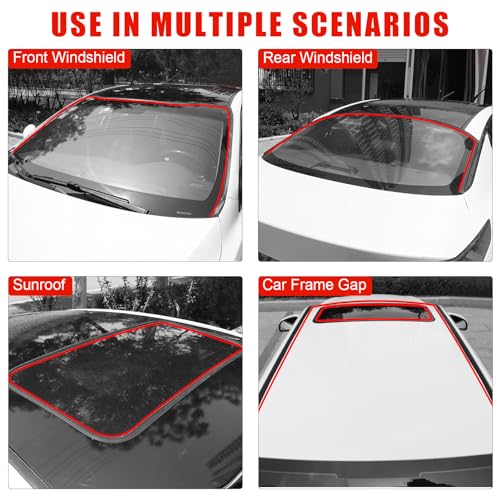 16.4Ft Car Sunroof Seal Car Windshield Seal Strip Universal Windshield Weather Stripping T Shape Windshield Rubber Seal for Roof Sunroof Front Rear Windshield (27mm), Black, MFT002-5M27 - size: 1.06 in x 16 ft