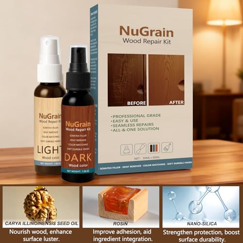 NuGrain Wood Repair Kit, Professional Wood Floor Scratch Repair, Floor Cover Nicks and Scratches, Hides Minor Defects, Restore a Finish for Wood