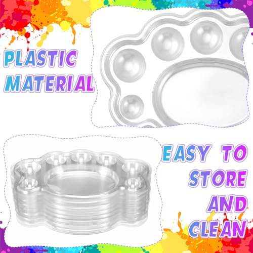 100 Pcs Large Clear Footprint Paint Tray Palette Disposable Watercolor Palette Acrylic Pallet Color Mixing Tray for Painting Party Oil Watercolor Craft Supplies DIY Art Painting - style: Footprint