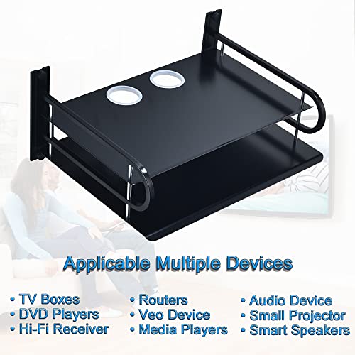 HNVNER 2-Tier Media Wall Shelf for Modem Cable Box, Metal, 9.8x8.3 Inch - color: 2 Layers-small-1pcs