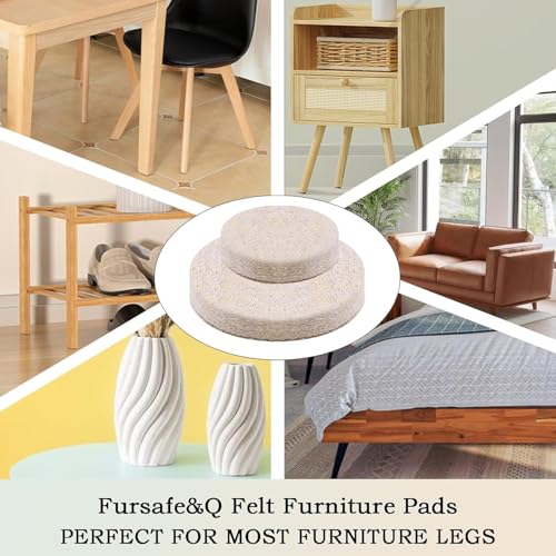 Fursafe&Q Felt Furniture Pads for Hardwood Floors - Self Adhesive Chair Felt Pad, Furniture Feet Floor Protectors, Protect from Nicks, Dents and Scratches, Cabinet Door Bumper128 Pcs Chair Feet - size: 128 Pcs Beige Felt Pads