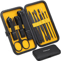 Glamne Manicure Set Nail Clippers Kit Professional Stainless Steel Nail Care Tools with Leather Travel Case 10 in 1 Yellow - color: Yellow