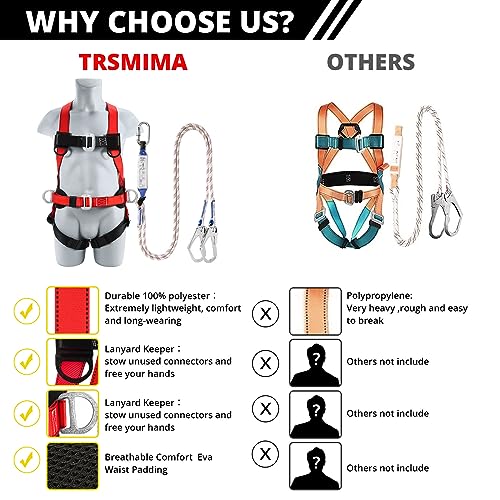 TT TRSMIMA Safety Harness Fall Protection Kit: Roofing Harness for Work - style: Red