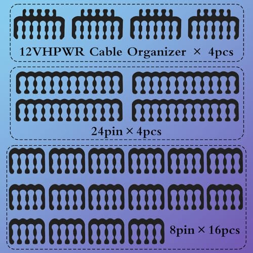 Sirlyr Black 24-PCS PSU Cable Combs Kit,24/12VHPWR/8Pin,3.5mm - color: Black