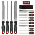 Greywolf 35 piece file set, metal files, premium T12 carbon steel flat, half-round, round, and triangular tips, plus 14 fine sanding tools and 16 sheets of sandpaper for metalworking and woodworking