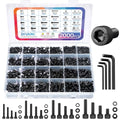 Metric Screw Assortment, 2000PCS Metric Bolt Assortment Kit M2 M3 M4 M5 Machine Screws with Lock & Flat Washers, Grade 12.9 Alloy Steel Hex Socket Head Cap Screws Nuts and Bolts Kit (Black) - size: M2M3M4M5 2000PCS (Black)