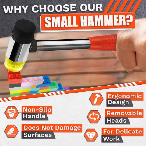 Small Red Rubber Mallet Hammer 1", 25mm Double Faced Non Marring Head - color: Red