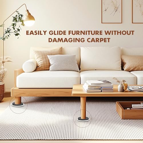 16-Pack Furniture Sliders for Hardwood Floors & Carpet, Save 80% Effort Safely and Easily, The Glide Tool Set for Heavy Furniture and Appliances, Reusable Moving Pads (8 Plastic & 8 Felt, 3.5" Slider)