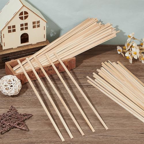 OLYCRAFT 100Pcs 13.8x0.3 Inch Half Round Wood dowels 3.5mm Wooden Dowel Rods Unfinished Wood Craft Sticks Half Round Craft Sticks Arch Wooden Dowel Rods for Braiding Tapestry DIY Crafts Building Model - size: 13.8 Inch