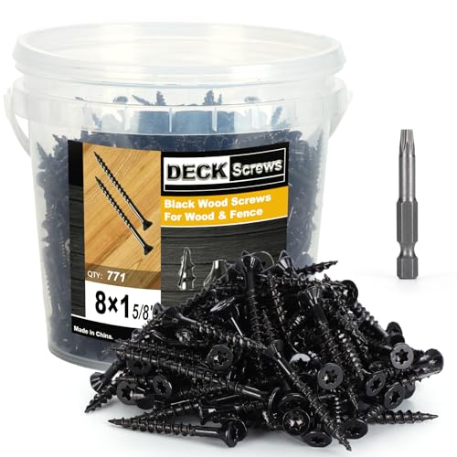 Deck Screws #8X1-5/8’’, T25 Star Torx Drive Flat Head Wood Screws, Black, 5lb - color: Black, size: 8X1-5/8’’
