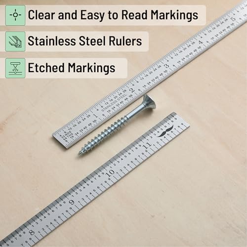Mr. Pen- Machinist Ruler, 12 Inch, 2 Pack, Stainless Steel Imperial - style: 12 inch, 2 Pack