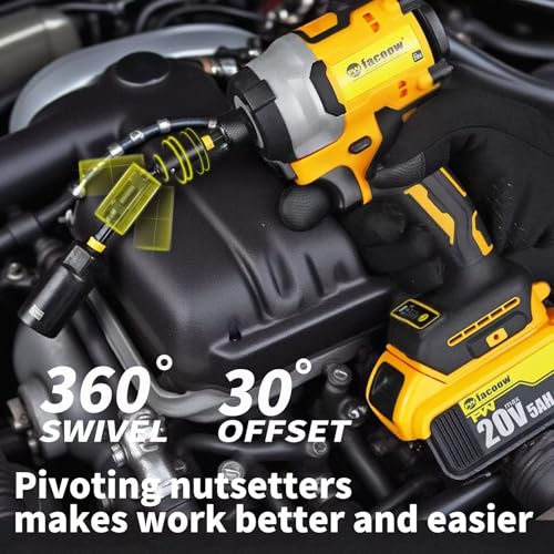 Facoow 55PCS Impact Nut Driver Set Magnetic, SAE & Metric Nut Drivers | Cr-V CNC Machined Deep Nut Drivers Set, S2 Impact Bits, Socket Adapters, Wing Nut Driver,