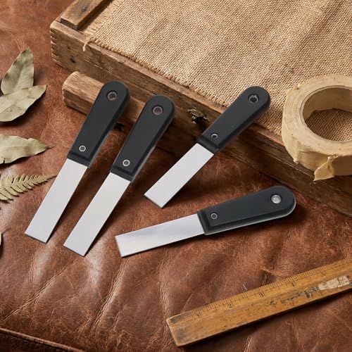 4 PCS Small Putty Knife 1 Inch Putty Knife, Putty-Scraper | Stainless Steel Flexible Spackle Knifes, for Patching Painting Taping Decals Drywall Wall Paper Scraping Coating