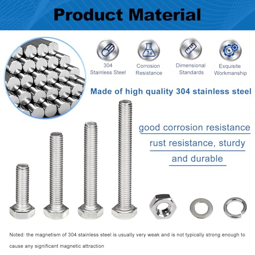 180pcs 1/4-20 Nuts and Bolts Assortment Kit, 1/4"-20 Thread 6 Sizes - size: 1/4-20 Set
