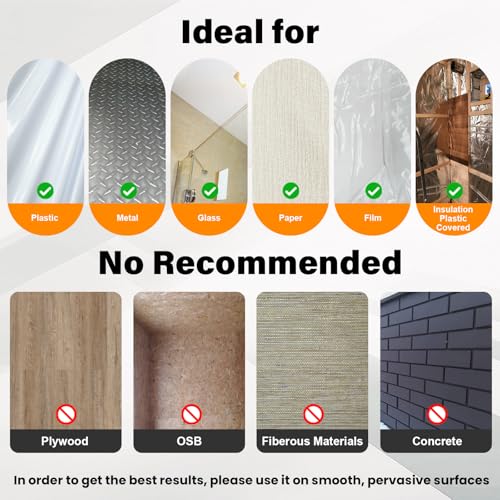 Vapor Barrier Tape, High-Adhesion Waterproof Seam Tape, Insulation Tape 3" Wide x 180' Long, PE Seal Tape 9 mm, for Crawlspaces Barriers Seal and Seam Insulation Repairs & Plastic Liners, 4 Roll