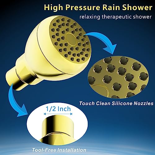 High Pressure Shower Head - Powerful Bathroom Pressure Boosting Showerhead - Perfect Universal Replacement for Bathroom Shower Heads (Gold) - color: Gold