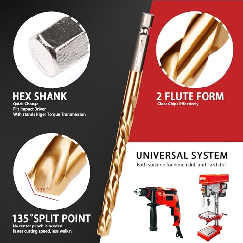 30 PCS(5/64"-1/2") Hex Shank Titanium Impact Drill Bit Set - size: 30pcs-HEX