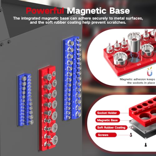 8-Piece Magnetic Socket Organizer and Wrench Organizer Set