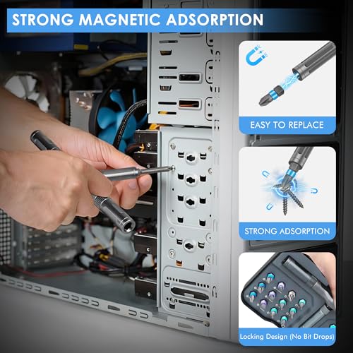 Asnish 34 in 1 Magnetic Screwdriver Set with Ratcheting Multi Bit - color: Black-gray, size: 34 In 1