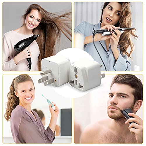 4 Pack Universal Adapter, Europe to US Plug Travel Adapters (White)