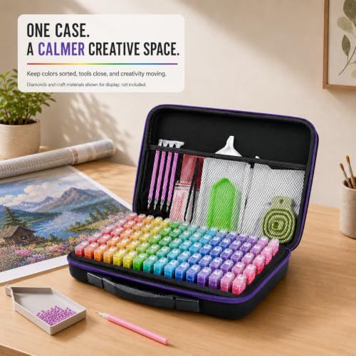 MERATIA Diamond Art Painting Storage Case Organizer, 80 Slots Containers - color: 80 Slots-Purple