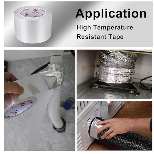 BOMEI PACK Aluminum Foil Tape,Heavy Duty Metal Foil Tape,High Temperature Silver Duct Tape,Perfect for Sealing & Patching,HVAC,Air Ducts,Insulation and Metal Repair (8 Inch) - size: 8 Inch x 30 Yards
