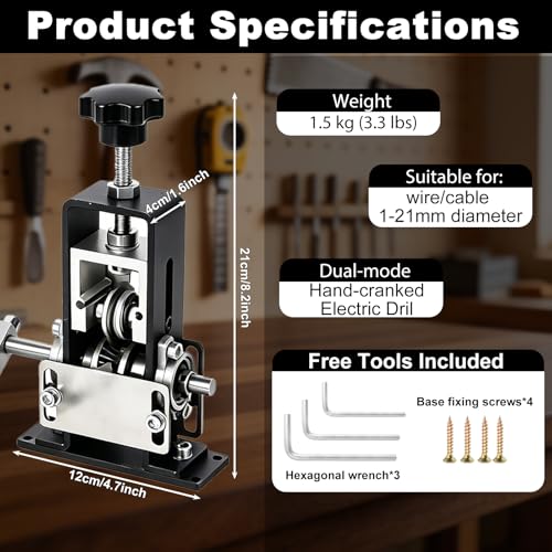 Manual Wire Stripping Machine, 0.06"-1" Wire Stripper Tool for Scrap Copper Recycling, Drill Powered & Hand Crank Dual-Drive Cable Stripper for DIY & Professional Use, Copper Wire Peeler