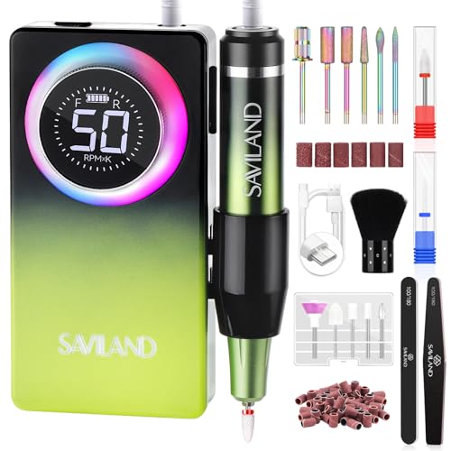 SAVILAND 50000RPM Professional Electric Nail Drill Kits for Acrylic Nails - color: A-gradient Green