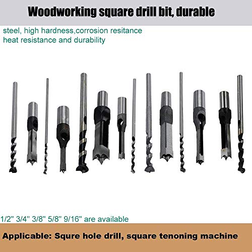 SaferCCTV 6Pcs Wood Square Hole Drill Bits Mortising Chisel Set, Mortise Chisel & Bit Set, Woodworking Mortiser Drill Bit 1/4-Inch, 5/16-Inch, 3/8-Inch, 9/16-Inch, 5/8-Inch, 1/2 -Inch - size: 1/4-Inch - 5/8-Inch