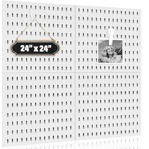 AKTOP Modular Plastic Peg Board Wall Organizer, 4 Pack, 12"x12", White - color: 12inch-White