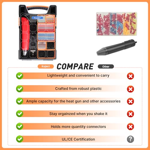 Kuject Mini Heat Shrink Gun Kit, 820PCS Solder Seal Wire Connectors & Heat Shrink Tubing Kit, Waterproof Heat Shrink Wire Connectors Kit with 482~752°F Heat Gun for Marine Automotive Wiring, AWG26-10