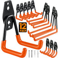 HUPBIPY 12 Pack Garage Hooks Heavy Duty, Wall Mount Ladder Hooks - color: 12 Pack Orange