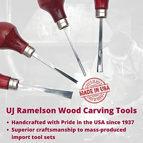 UJ Ramelson Premium Wood Carving Tools Set - Razor Sharp Woodworking Tools That Are Made In the USA - Wood Carving Set Features 4 Essential Components of a Wood Carving Kit for Beginners