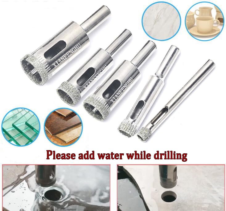 Diamond Drill Bits for Glass 1/4"~2" Tile Drill Bits Set with Three Suction Cups Hole Saw Guide Jig Diamond Hole Saw Drill Bit for Ceramic Pots Porcelain Tile Granite Marble10PCS - size: 1/4"-2"